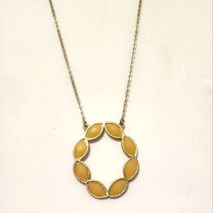 15 inch Gold Color Necklace with Yellow Pendant. Pendant 1 3/4 X 1 1/2 inches
